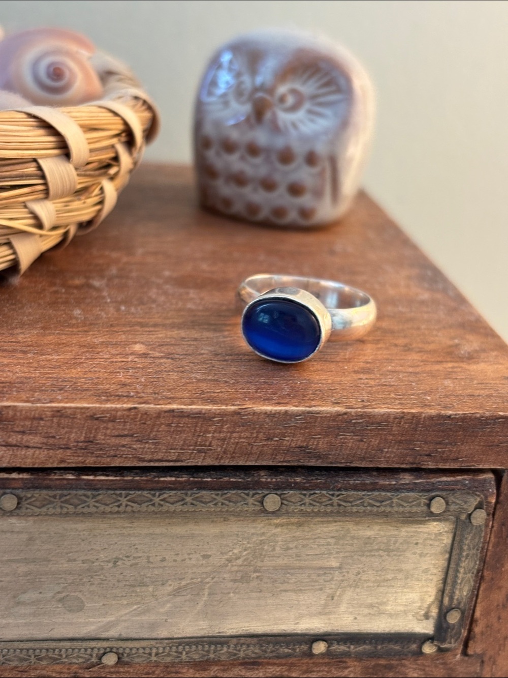 Sterling Silver and Blue Stone Ring size 7